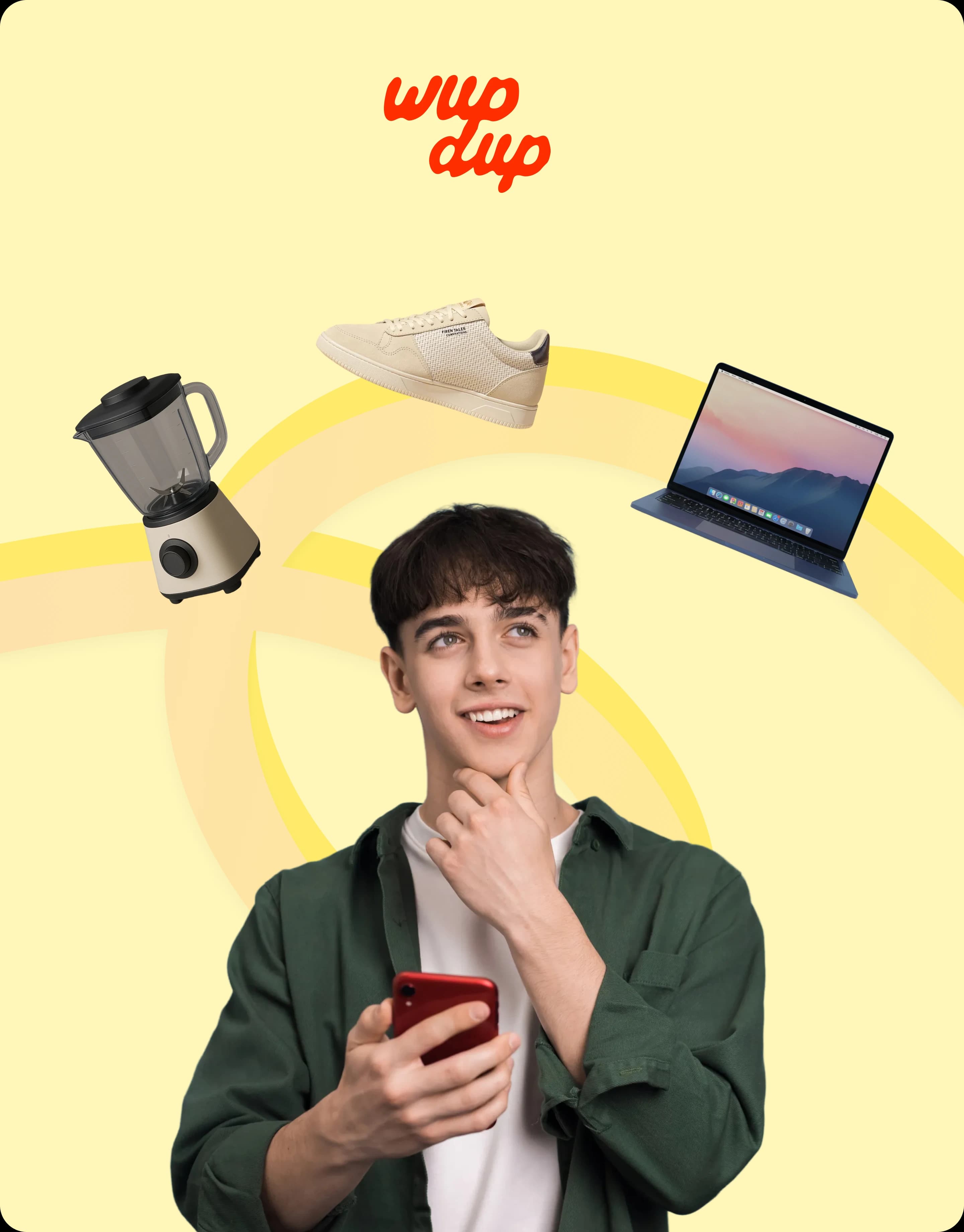 man thinking on good items wupdup